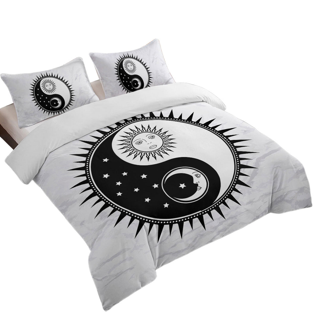 Black and White Sun and Moon Yin and Yang Coverlet