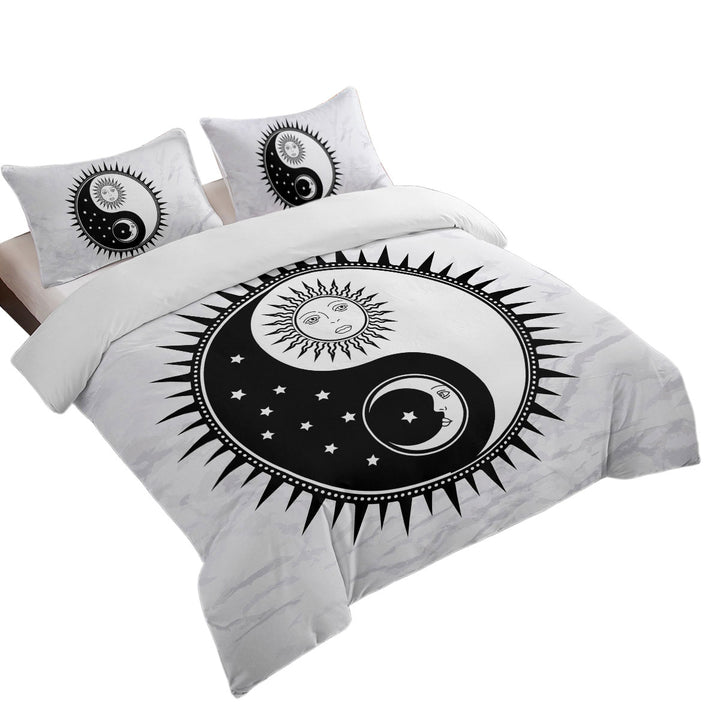Black and White Sun and Moon Yin and Yang Coverlet