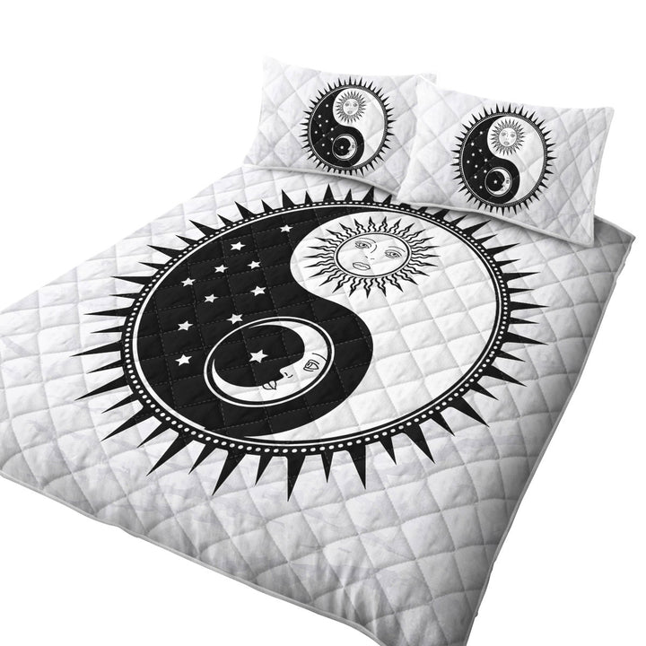Black and White Sun and Moon Yin and Yang Coverlets