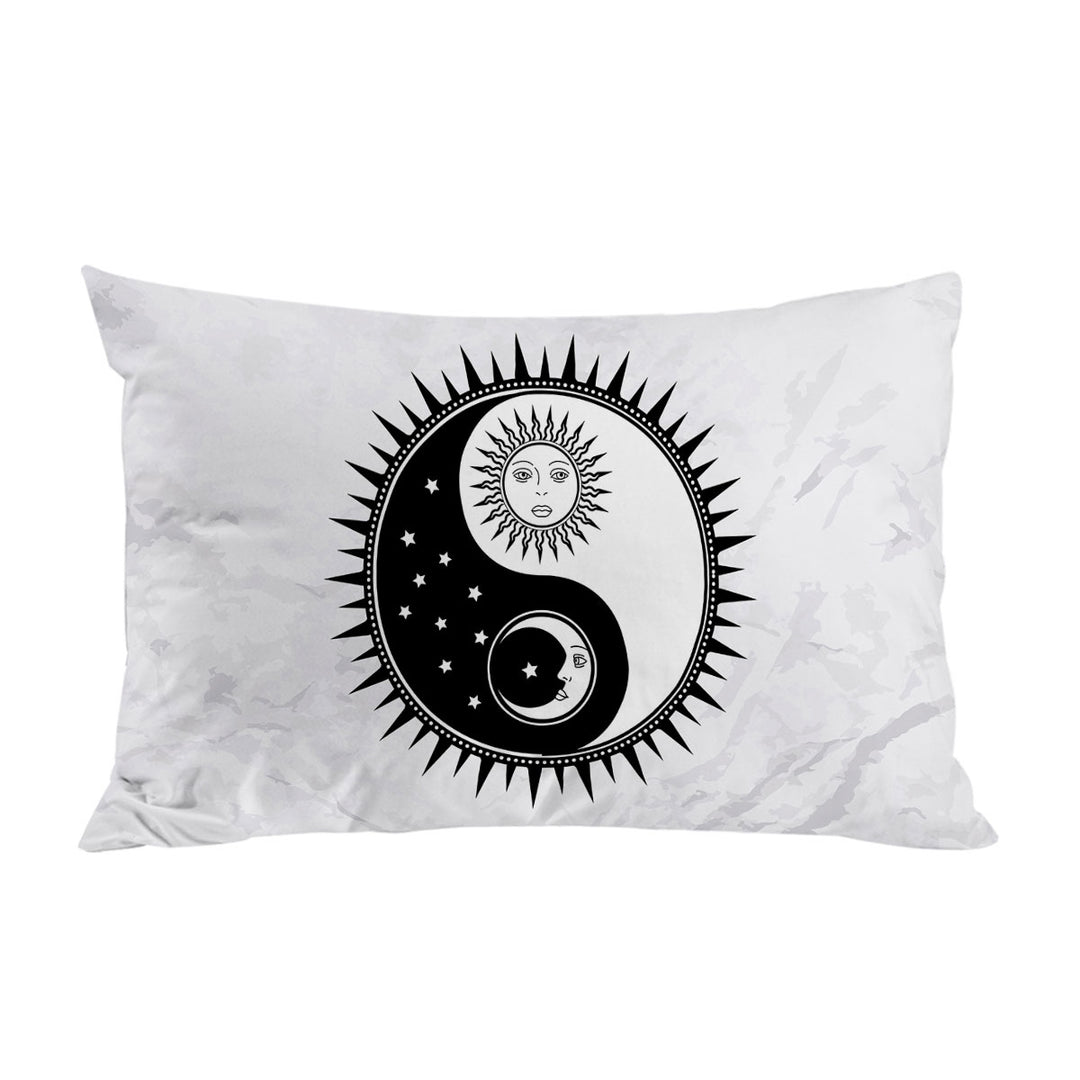 Black and White Sun and Moon Yin and Yang Pillowcase