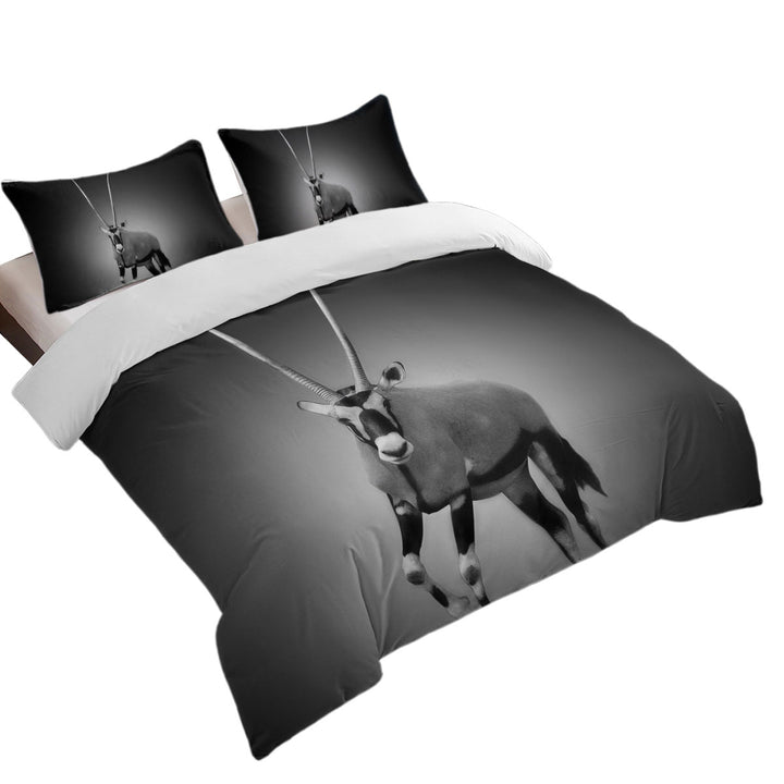 Black and White Wild Antelope Duvet Cover Queen