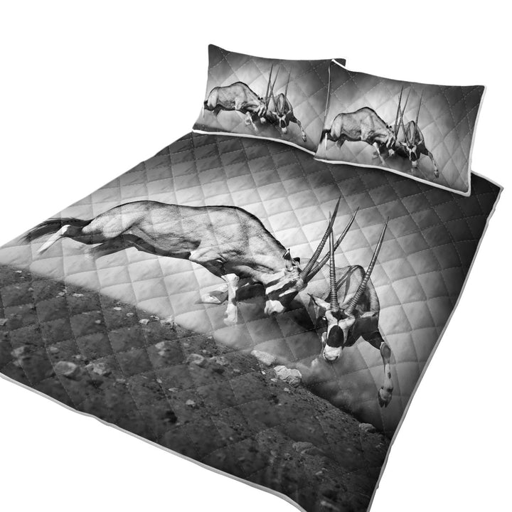 Black and White Wild Antelopes Quilts