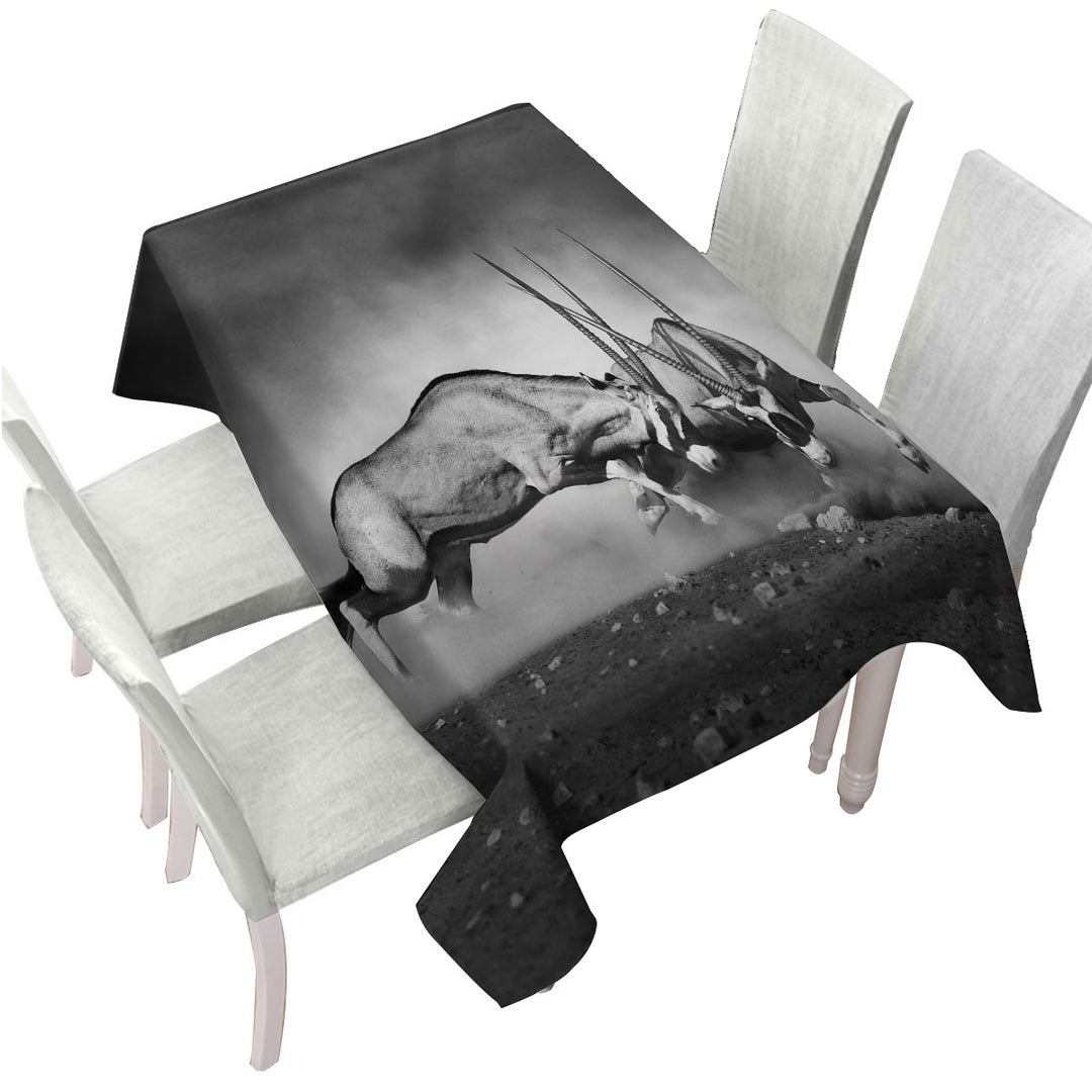 Black and White Wild Antelopes Tablecloths