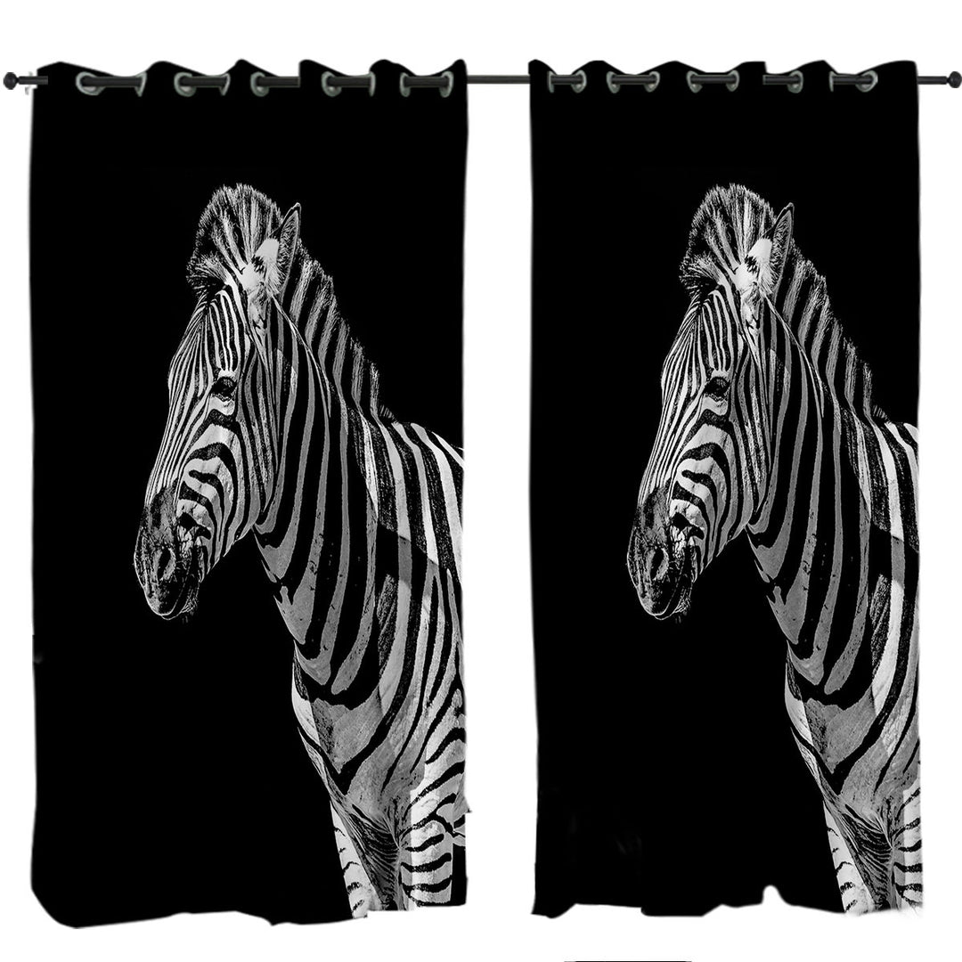 Black and White Wild Zebra Window Curtains