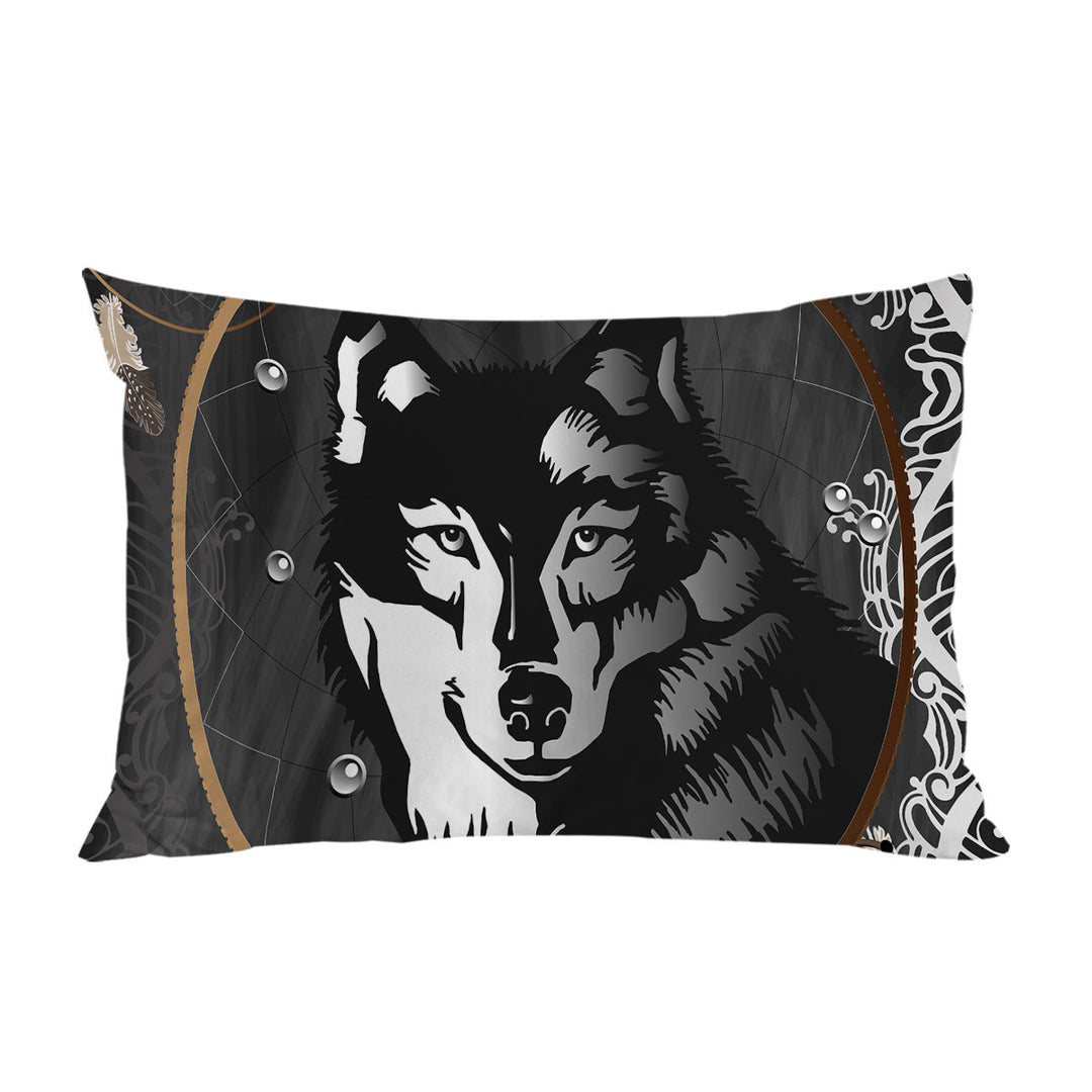 Black and White Wolf Portrait Pillow Cases