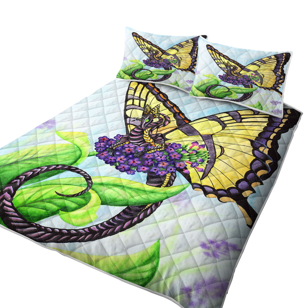 Black and Yellow the Bouquet Dragon Coverlets
