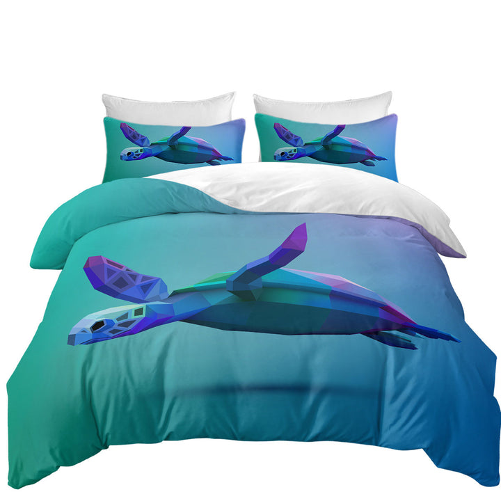 Blue 3D Turtle Duvet Cover