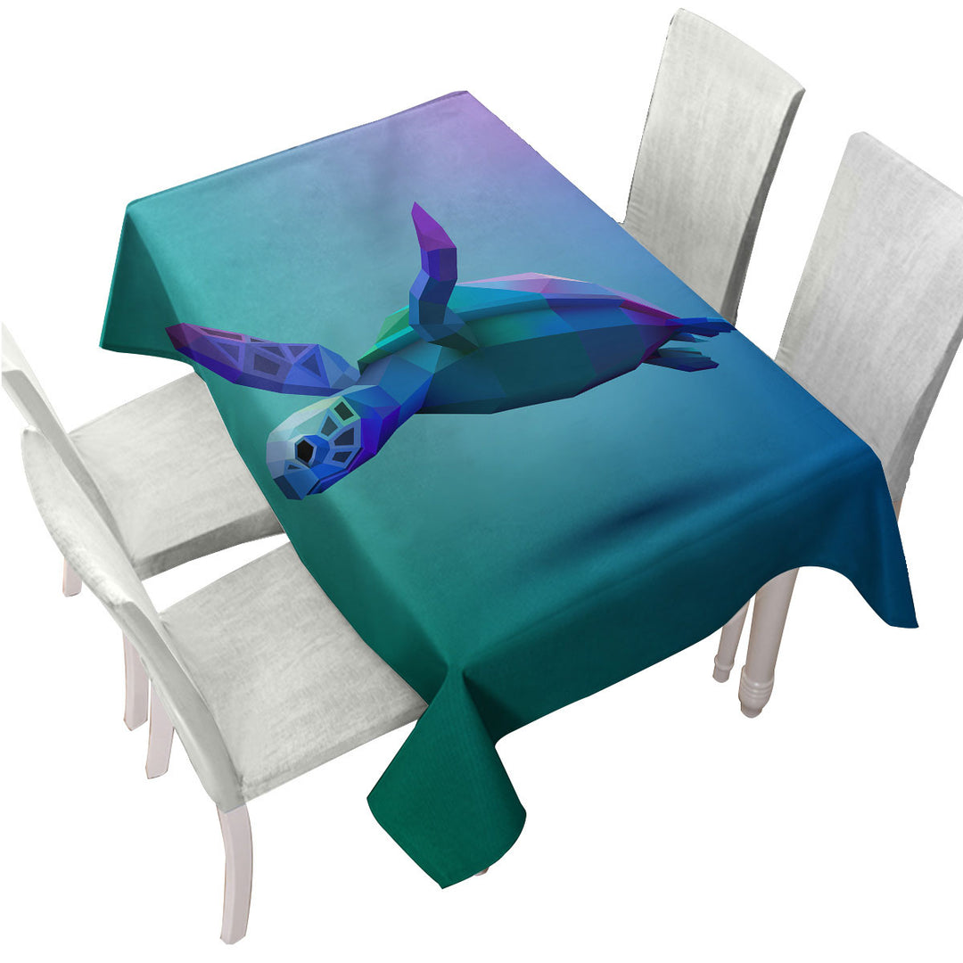 Blue 3D Turtle Tablecloth