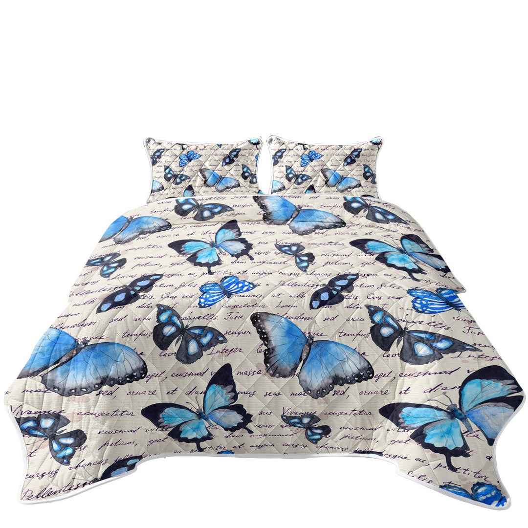 Blue Butterflies over Letter Coverlets