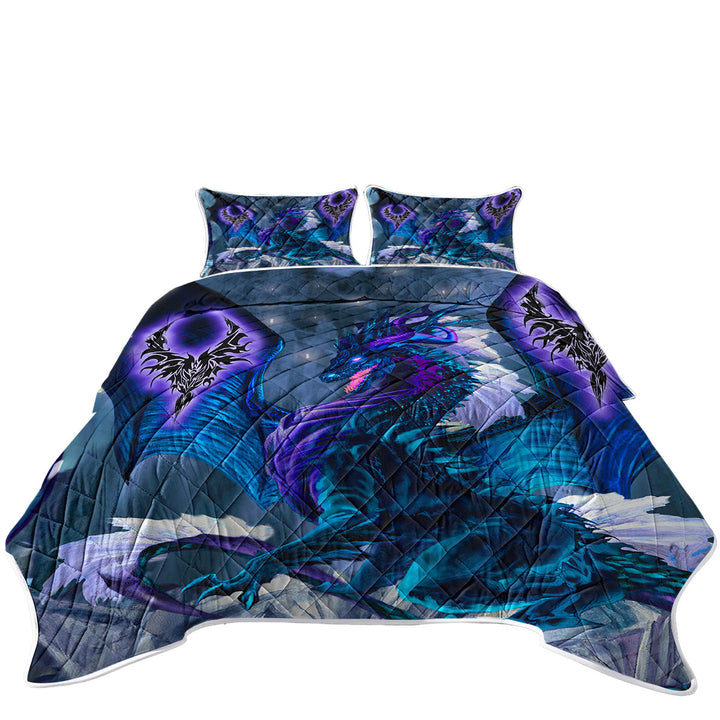 Blue Dragon of Fate Fantasy Creatures Coverlet