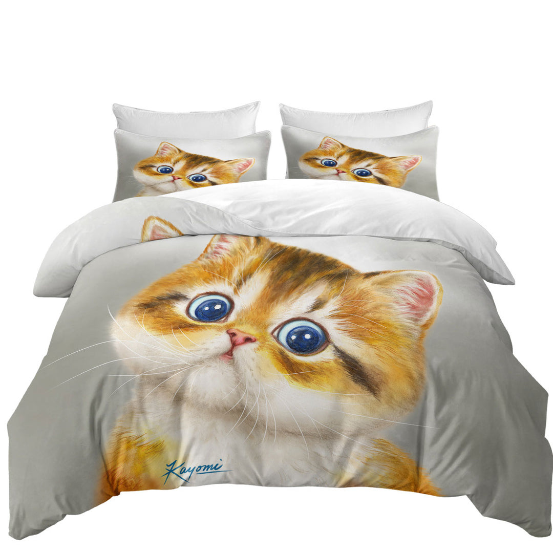Blue Eyes Ginger Kitten Cat Bed Covers