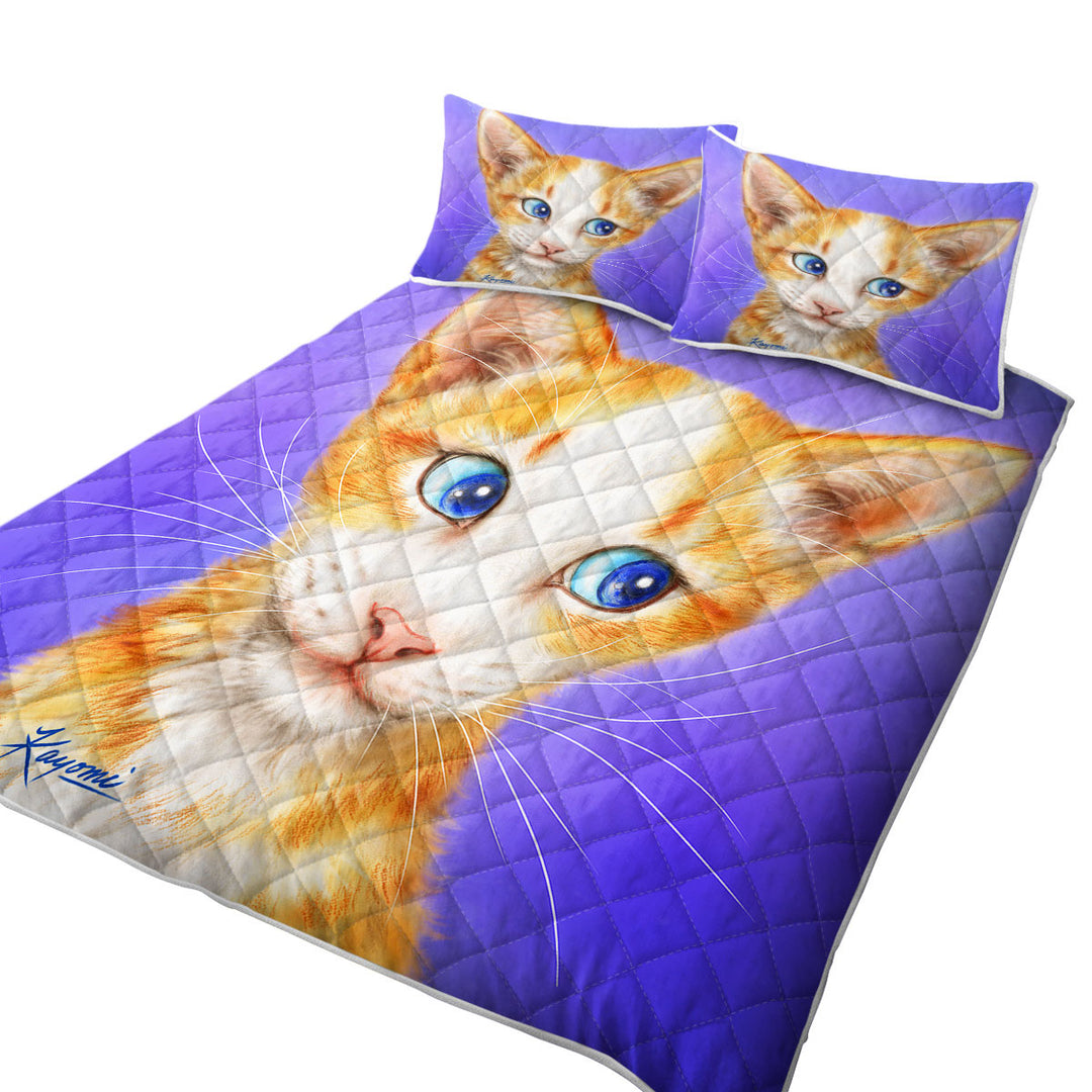 Blue Eyes Ginger Kitten Cats Art Drawings Daybed Covers Sets