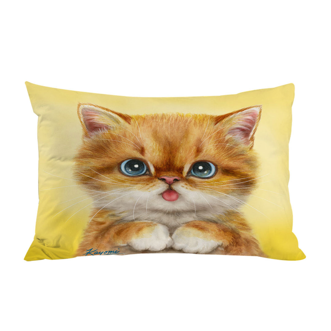 Blue Eyes Ginger Kitty Cat Custom Pillow Cases