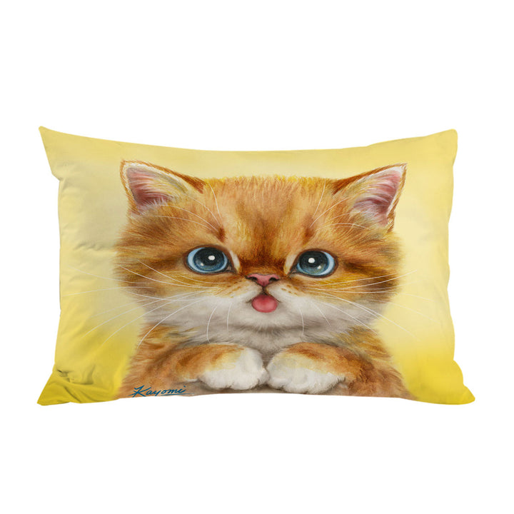 Blue Eyes Ginger Kitty Cat Custom Pillow Cases