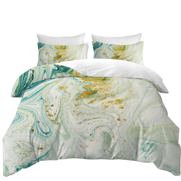 Blue Greyish and Golden Marble Coverlet