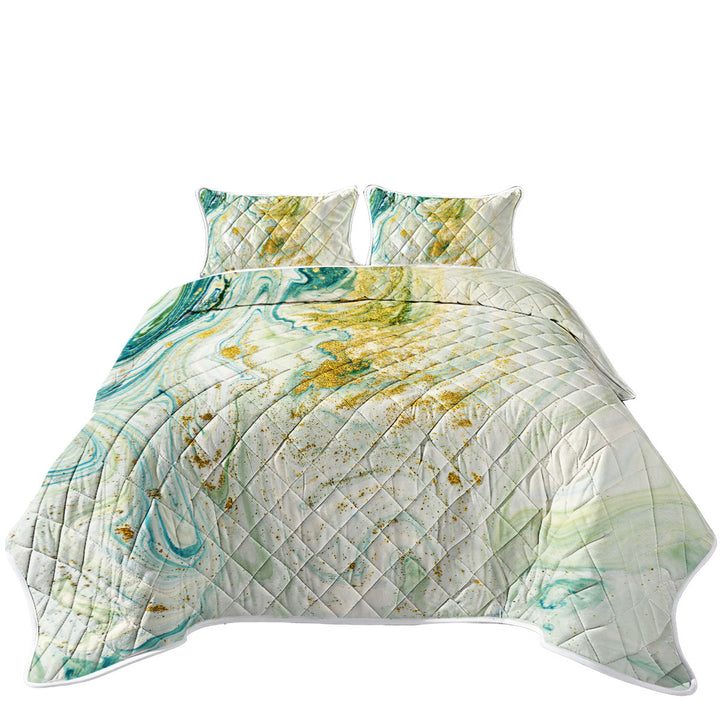 Blue Greyish and Golden Marble Coverlets