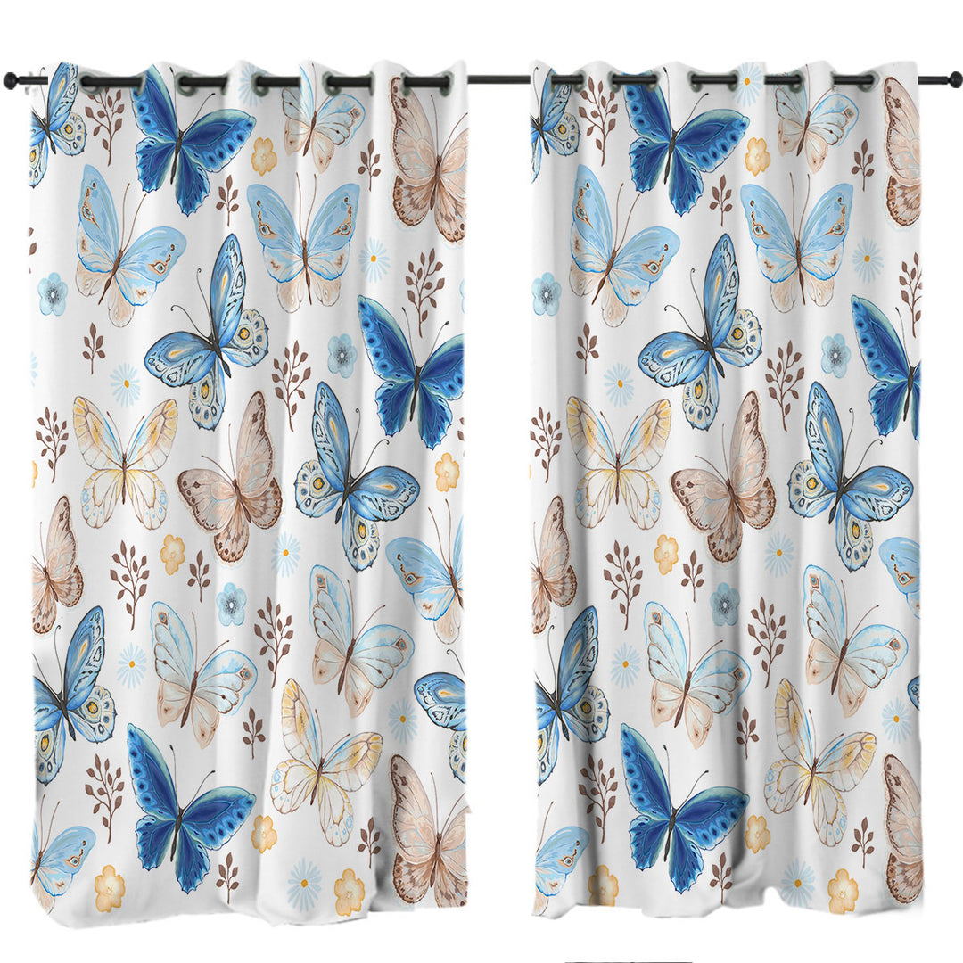 Blue Hues Butterflies Drapes and Curtains
