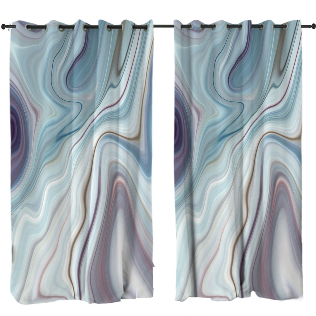 Blue Hues Marble Curtains for Living Room