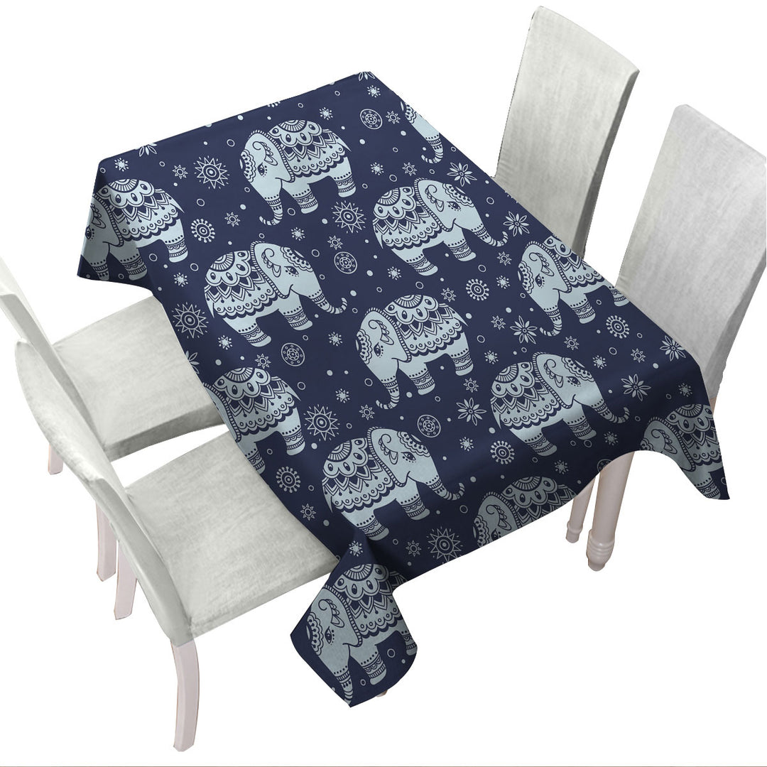 Blue Indian Elephant Pattern Custom table Covers