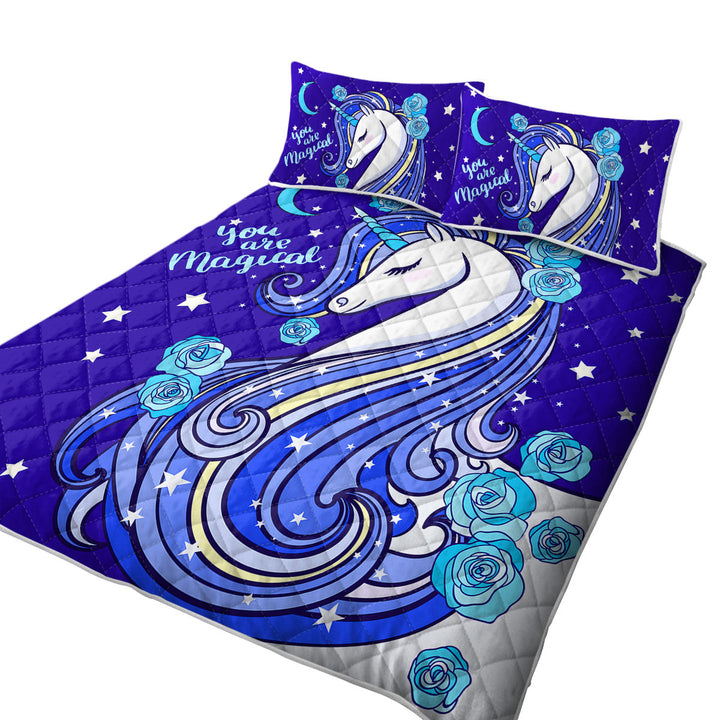 Blue Magical Unicorn Coverlets
