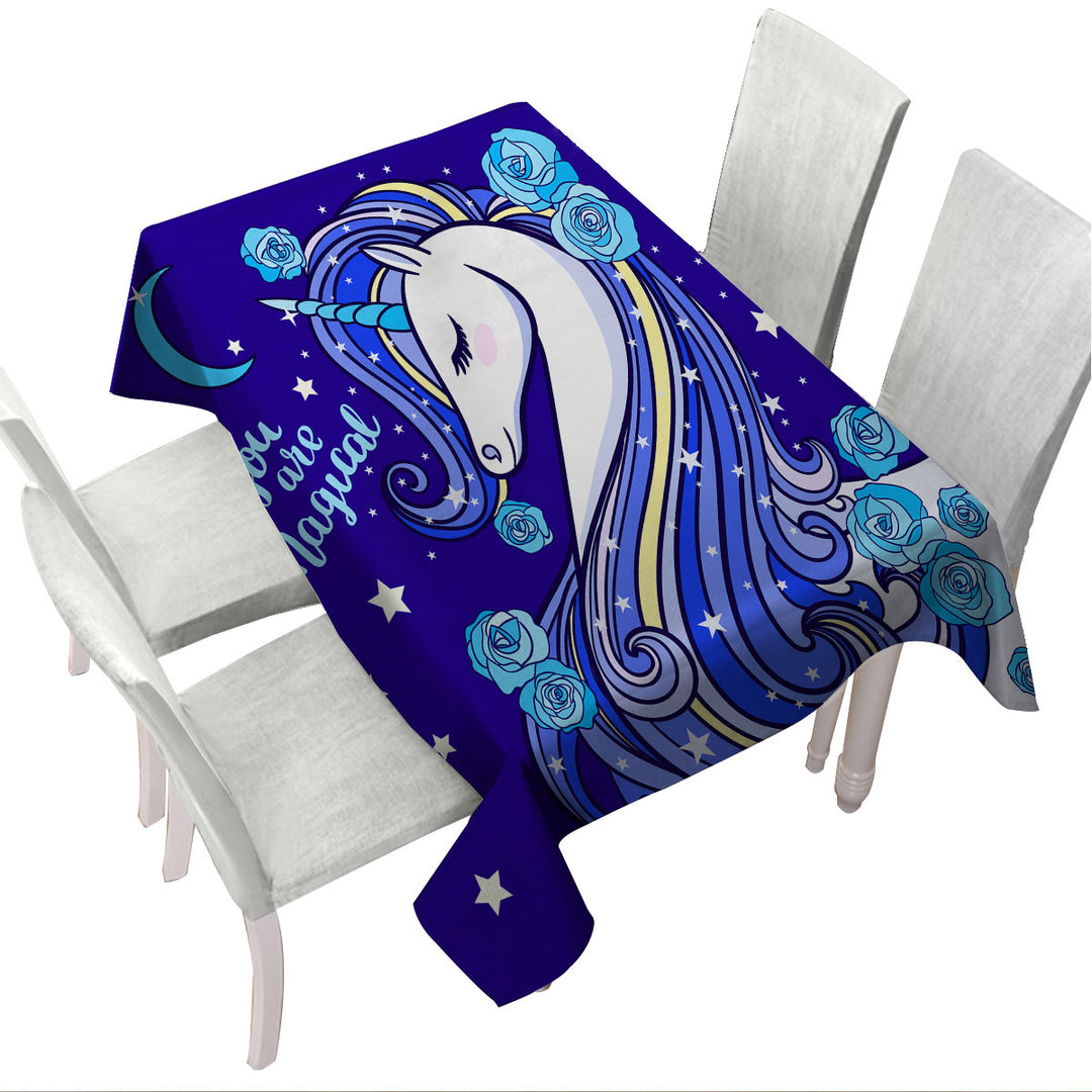 Blue Magical Unicorn Custom table cloth