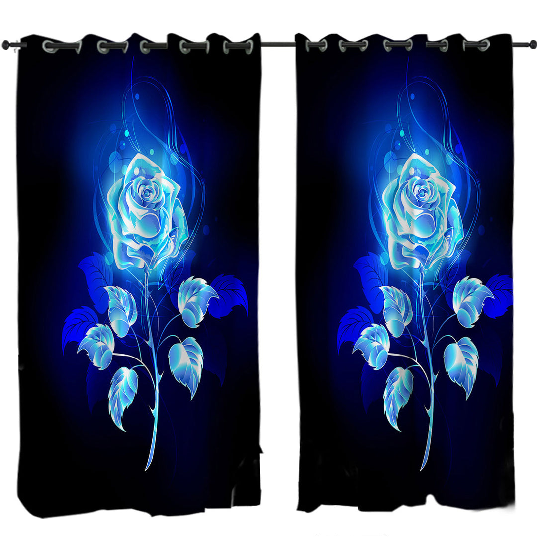 Blue Rose Window Curtains