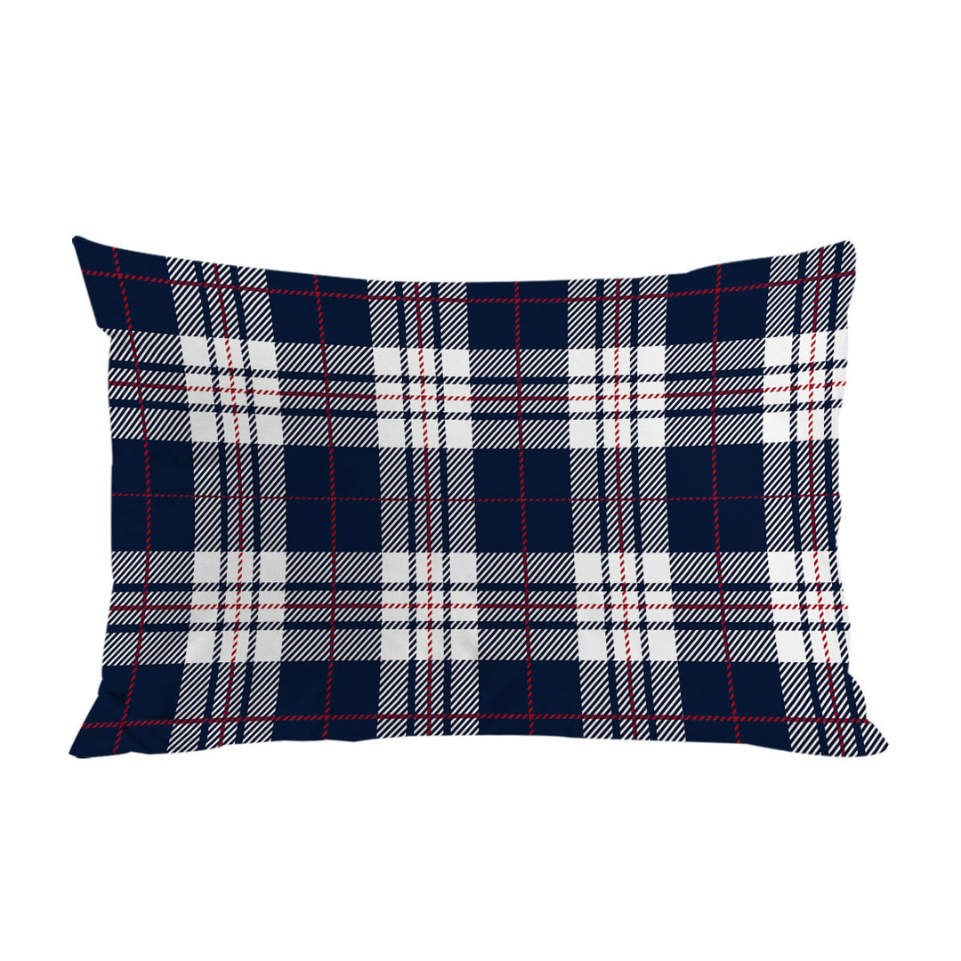 Blue White Red Gingham Stripes Pillow Cases