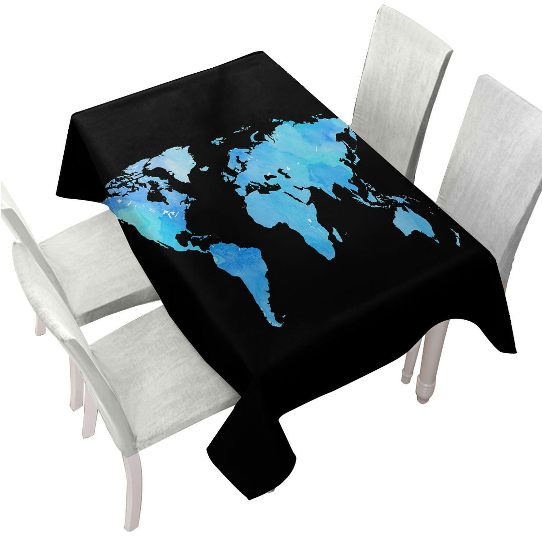 Blue World Map Tablecloths