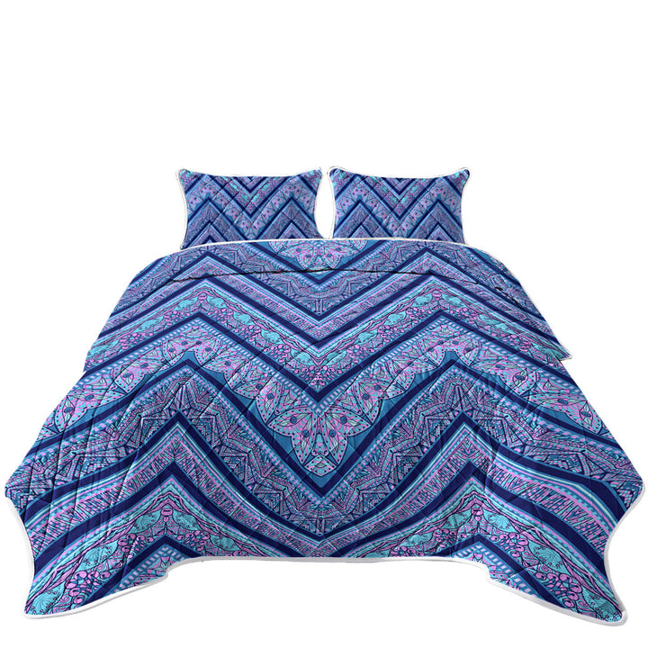 Bluish Purple Oriental Design Quilts