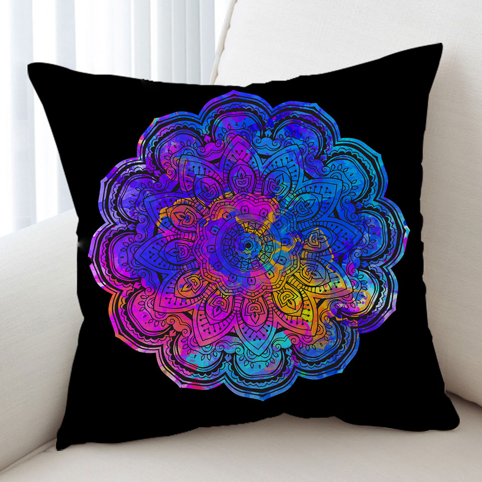 Bluish Reddish Mandala Sofa Pillows