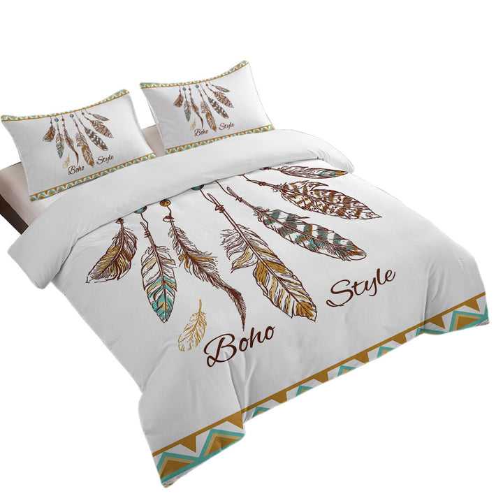 Boho Style Feathers Oversized King Duvet Cover