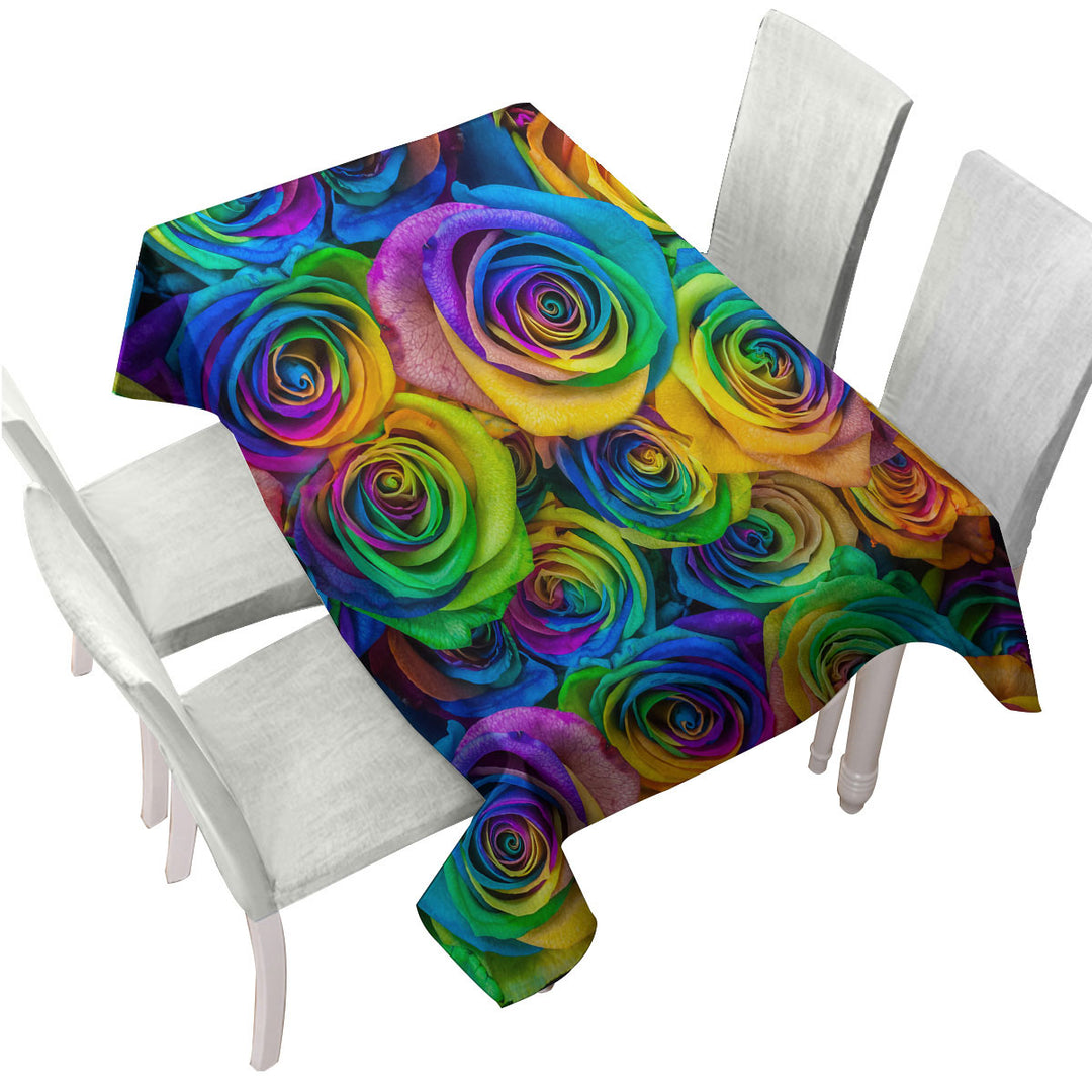 Bouquet of Colorful Roses Tablecloth