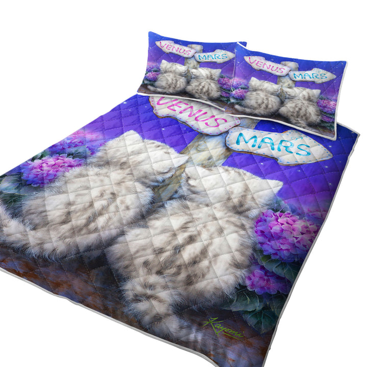 Boys or Girls Venus or Mars Grey Kittens Coverlets