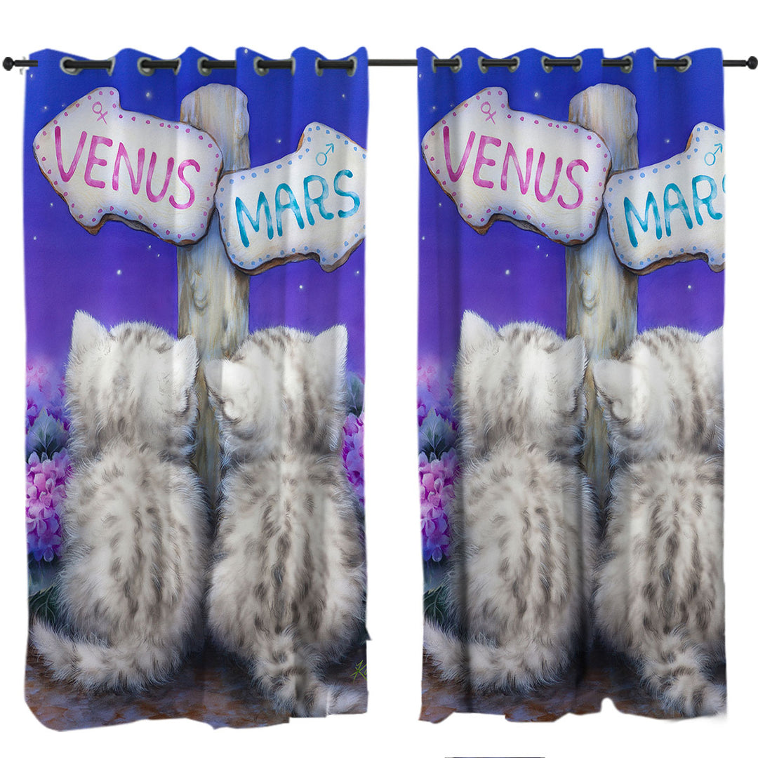 Boys or Girls Venus or Mars Grey Kittens Curtains