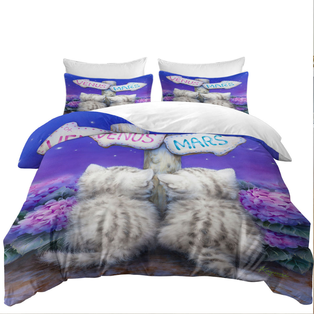 Boys or Girls Venus or Mars Grey Kittens Duvet Cover sale