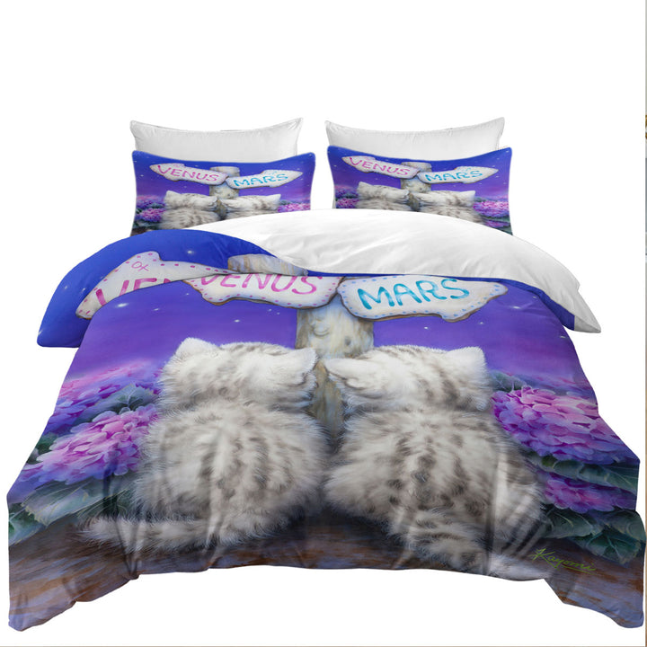 Boys or Girls Venus or Mars Grey Kittens Duvet Cover sale