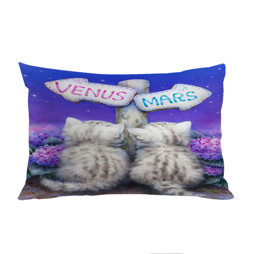 Boys or Girls Venus or Mars Grey Kittens Pillowcase