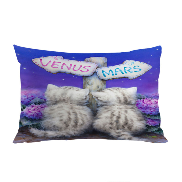 Boys or Girls Venus or Mars Grey Kittens Pillowcase