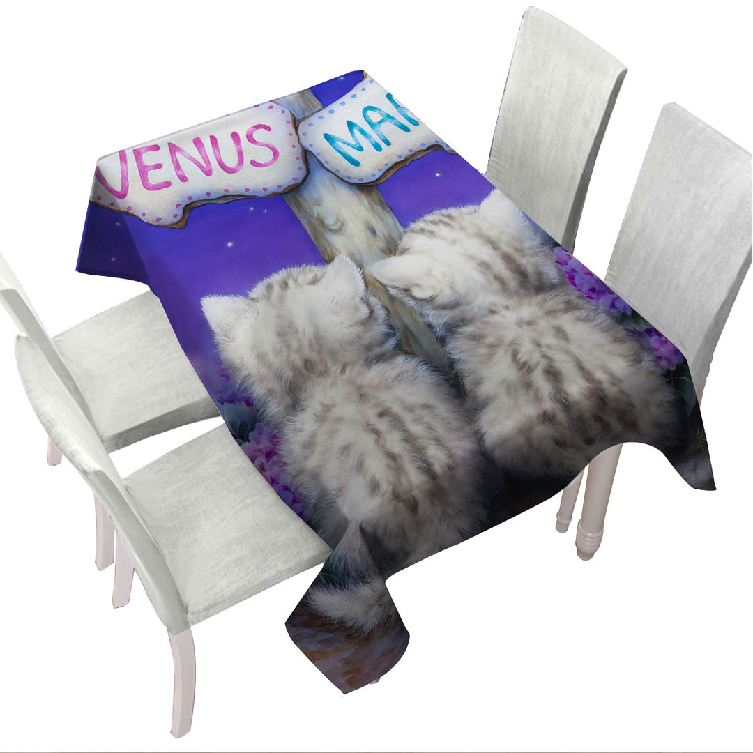 Boys or Girls Venus or Mars Grey Kittens Tablecloths
