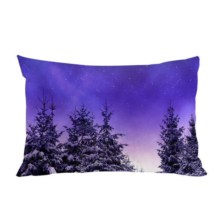 Bright Winter Night in the Snowy Forest Pillow Cases