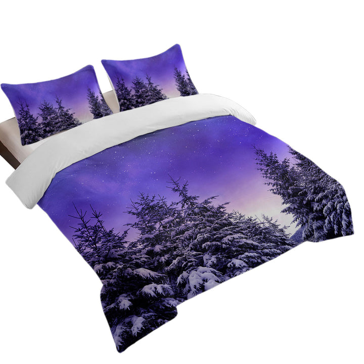 Bright Winter Night in the Snowy Forest Twin xl Duvet Covers