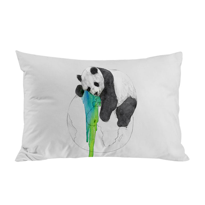 Brilliant Art Drawing Panda Sleeping on Earth Pillowcase
