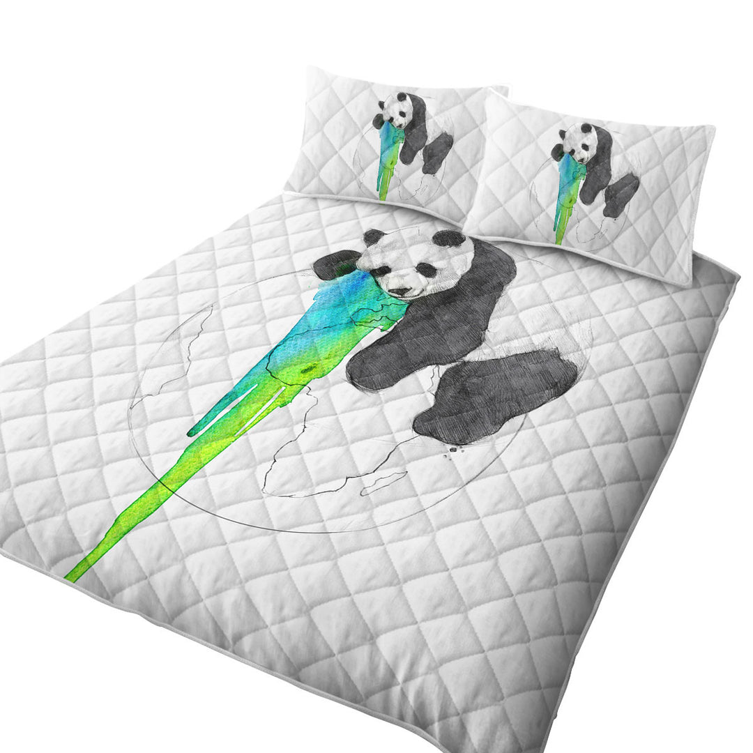 Brilliant Art Drawing Panda Sleeping on Earth Quilt