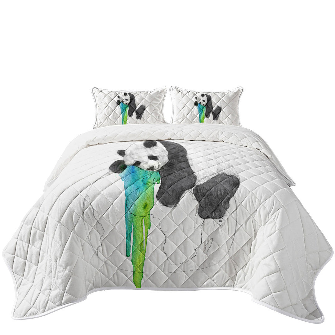 Brilliant Art Drawing Panda Sleeping on Earth Quilts