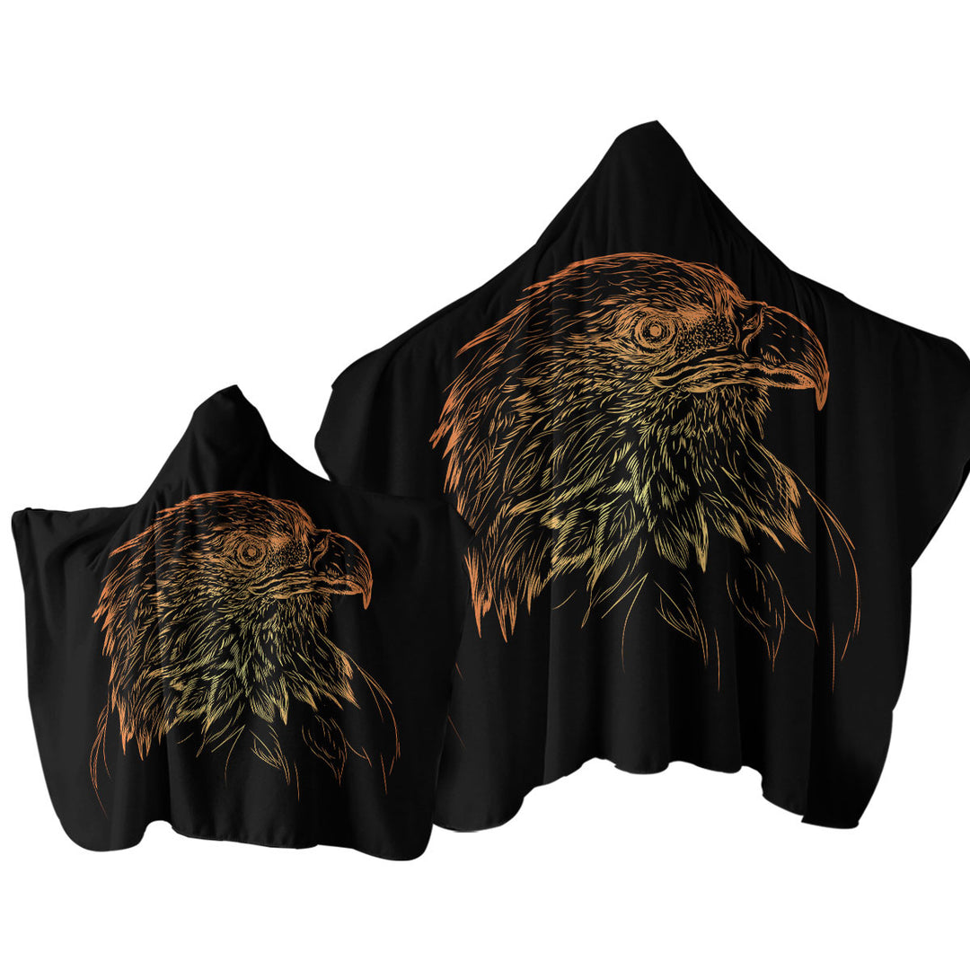 Bronze American Bald Eagle Hooded Beach Towel