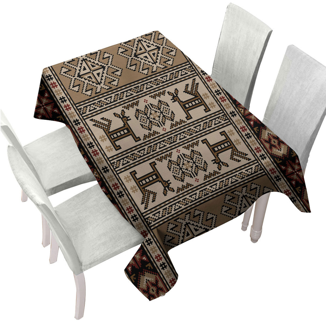Brown Hues Aztec Pattern Tablecloth