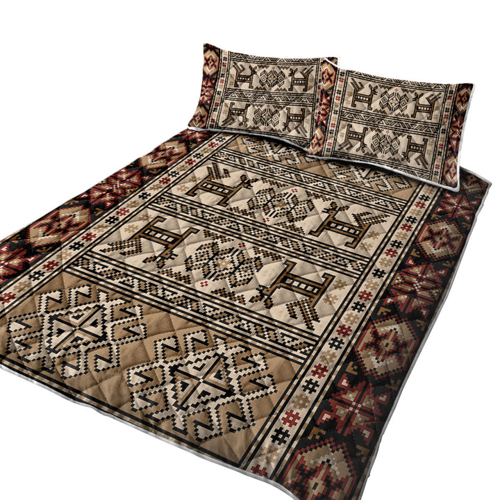 Brown Hues Aztec Pattern Twin Quilt