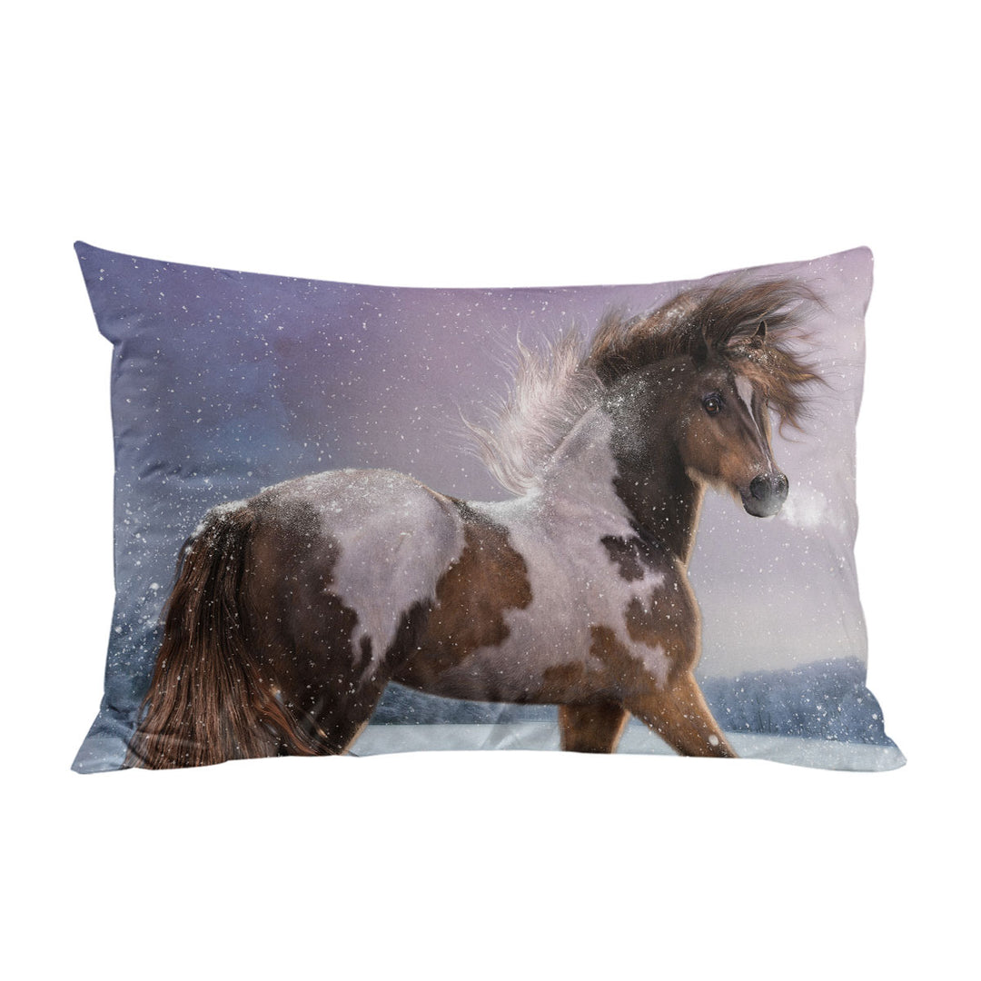 Brown White Pinto Horse the Winters Heart Pillowcases