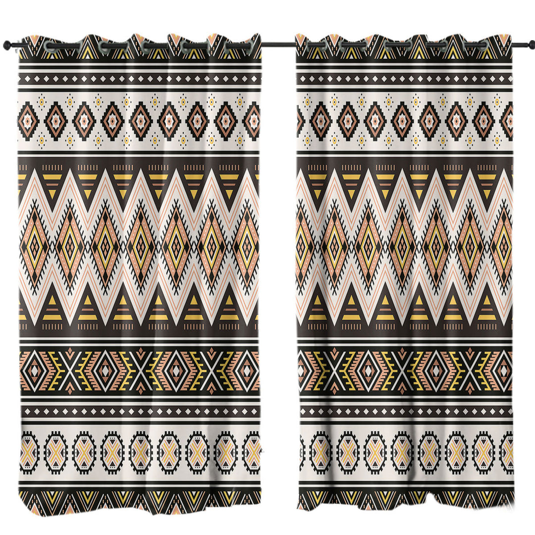 Brown and Beige Aztec Curtains