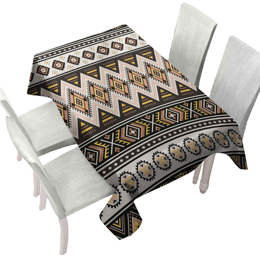 Brown and Beige Aztec Tablecloth